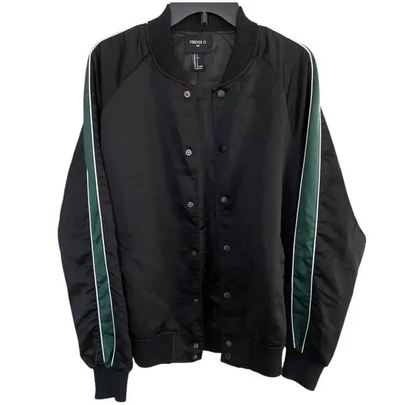 Forever 21 Black Bomber Jacket Small - Picture 2 of 6